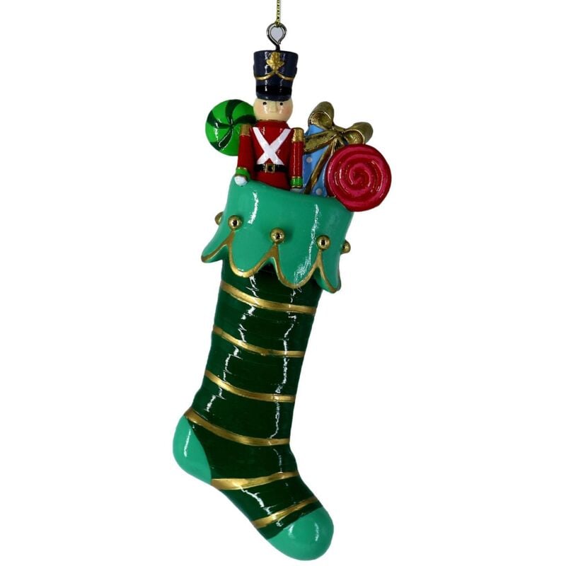 foto del prodotto calza natalizia befana in resina decorazione albero da appendere