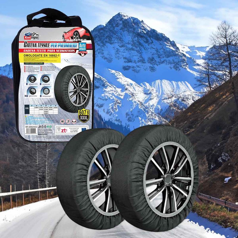 foto del prodotto calze da neve per auto omologate en 16662 1 2020 colore nero misura xxxl catena tessile per pneumatici