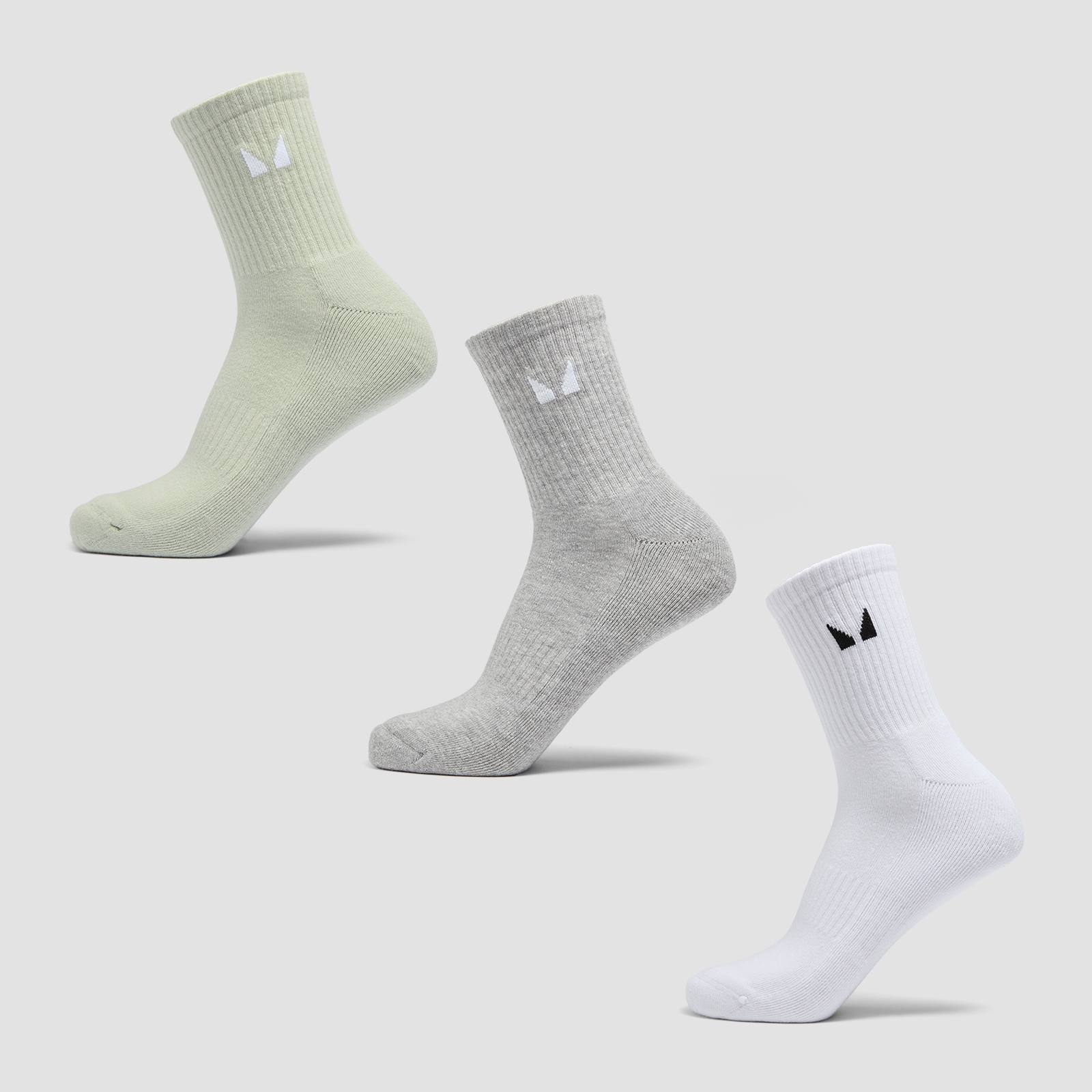 foto del prodotto calzini a met polpaccio unisex mp confezione da 3 grigio matcha bianco uk 2 5