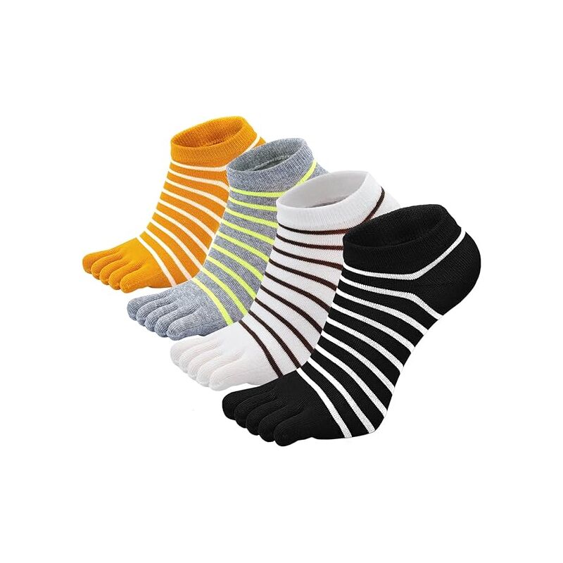 foto del prodotto calzini divertenti da donna in cotone a cinque dita nero, bianco, grigio, giallo sollbry