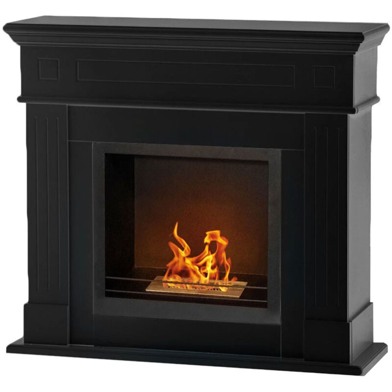 foto del prodotto cambridge camino a bioetanolo da terra in legno 110x37xh102 cm, colore nero
