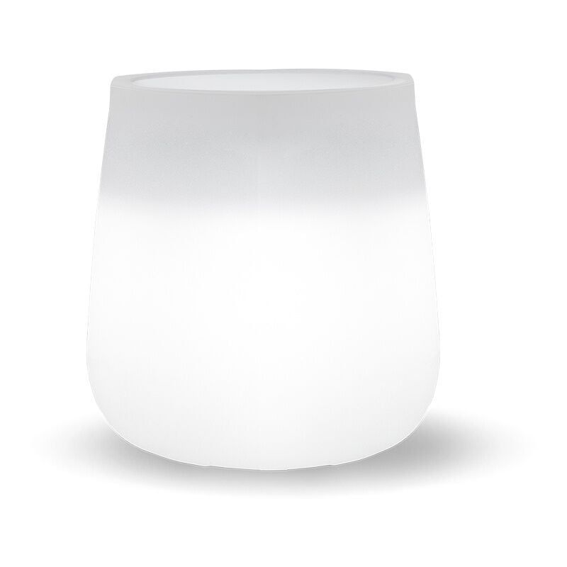 foto del prodotto camelia 40 fioriera rotonda con luce per piante e fiori molto resistente. carica solare e batteria ricaricabile. luce rgb e realizzata in polietilene
