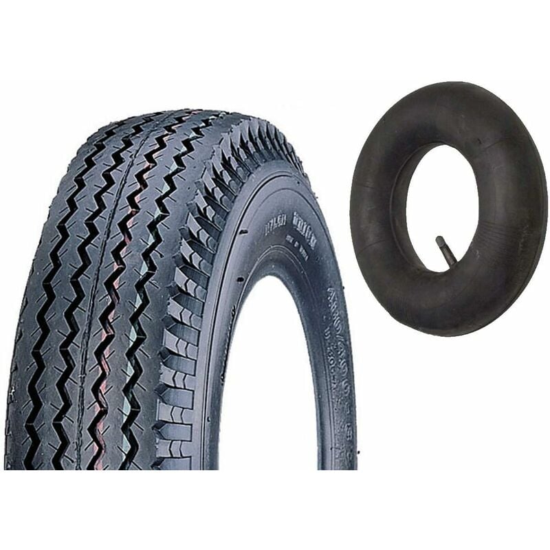 foto del prodotto camera d aria pneumatico copertone 4.00 10 rinforzato 6pr gomma 69n per ruota carrello rimorchio appendice union