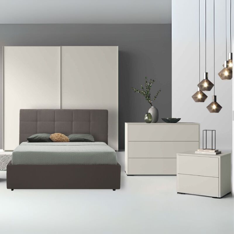 foto del prodotto camera da letto bianco nuvola opaco con letto contenitore vip