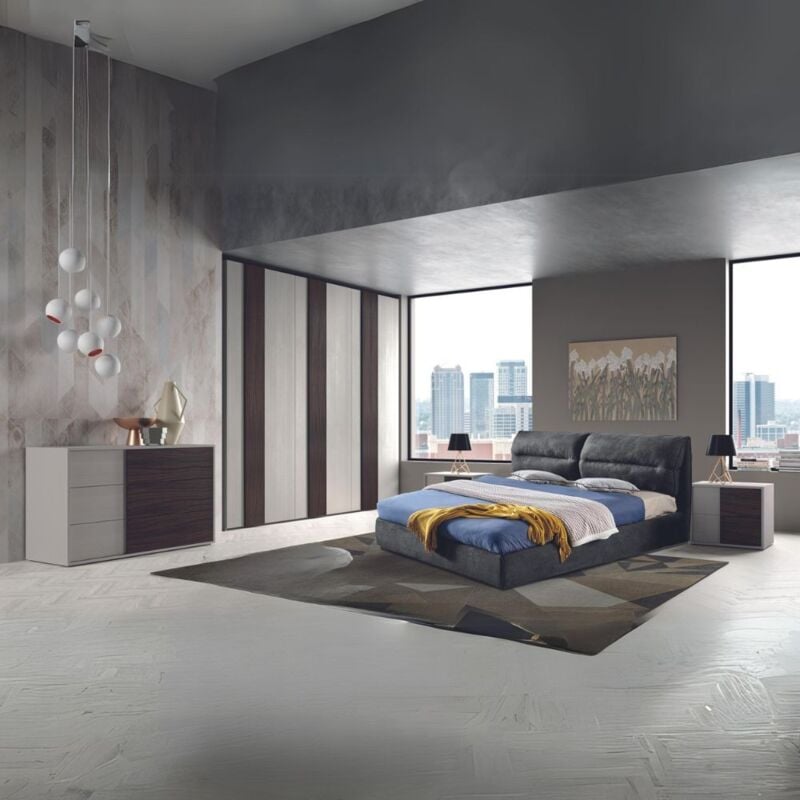 foto del prodotto camera da letto cecilia grigio frassinato con inserti noce scuro