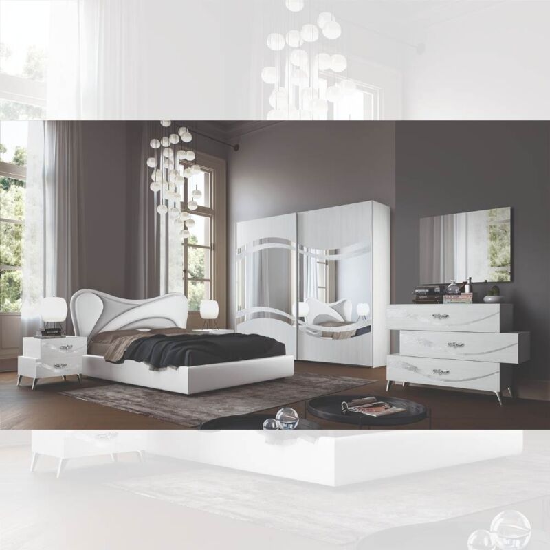 foto del prodotto camera da letto completa colore bianco frassinato decorazioni argento delia