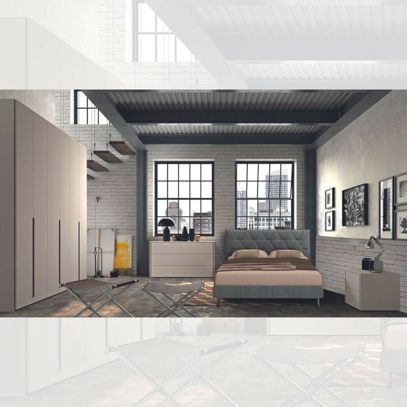 foto del prodotto camera da letto completa colore canapa frassinato con letto contenitore piera