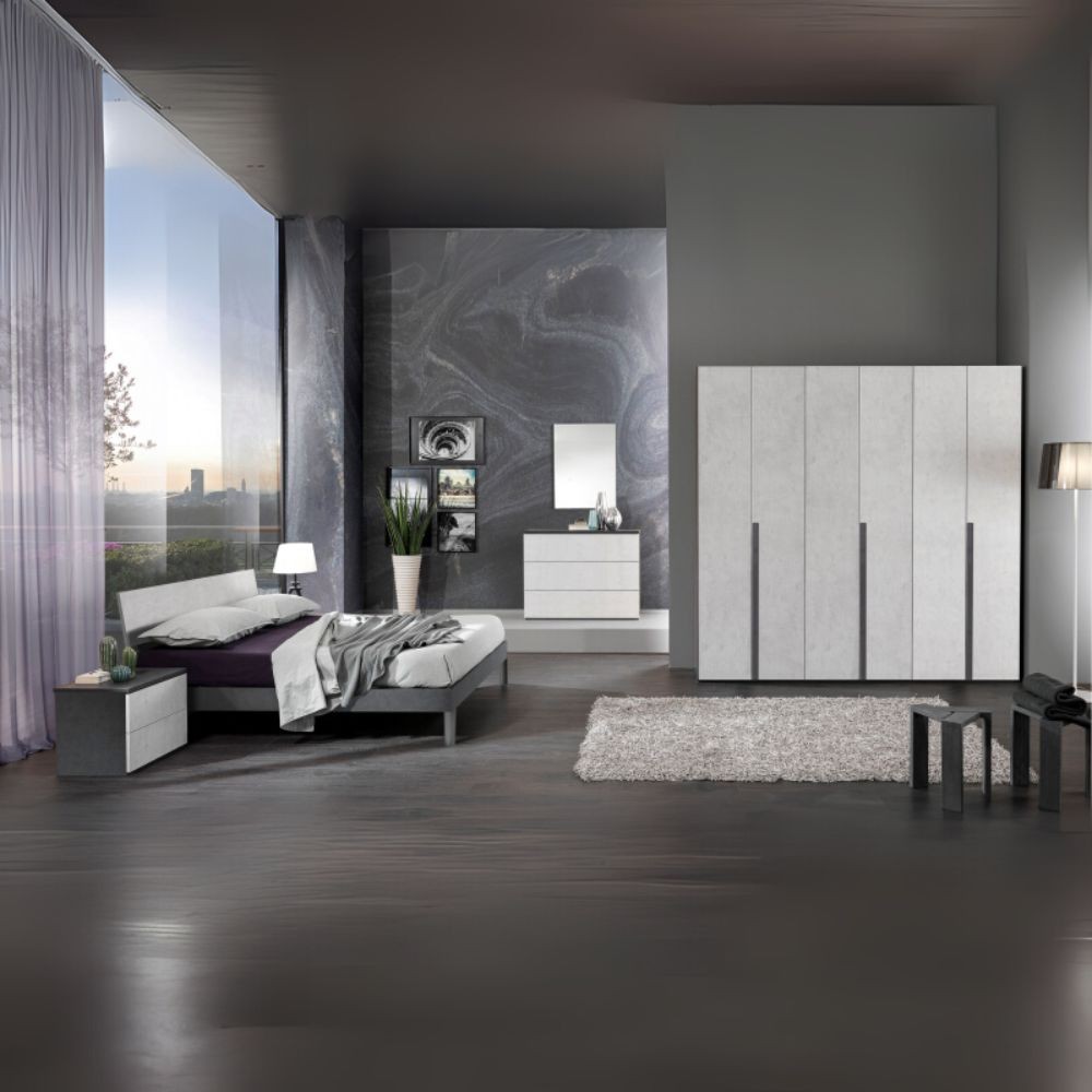 foto del prodotto camera da letto manitoba colore grigio cemento