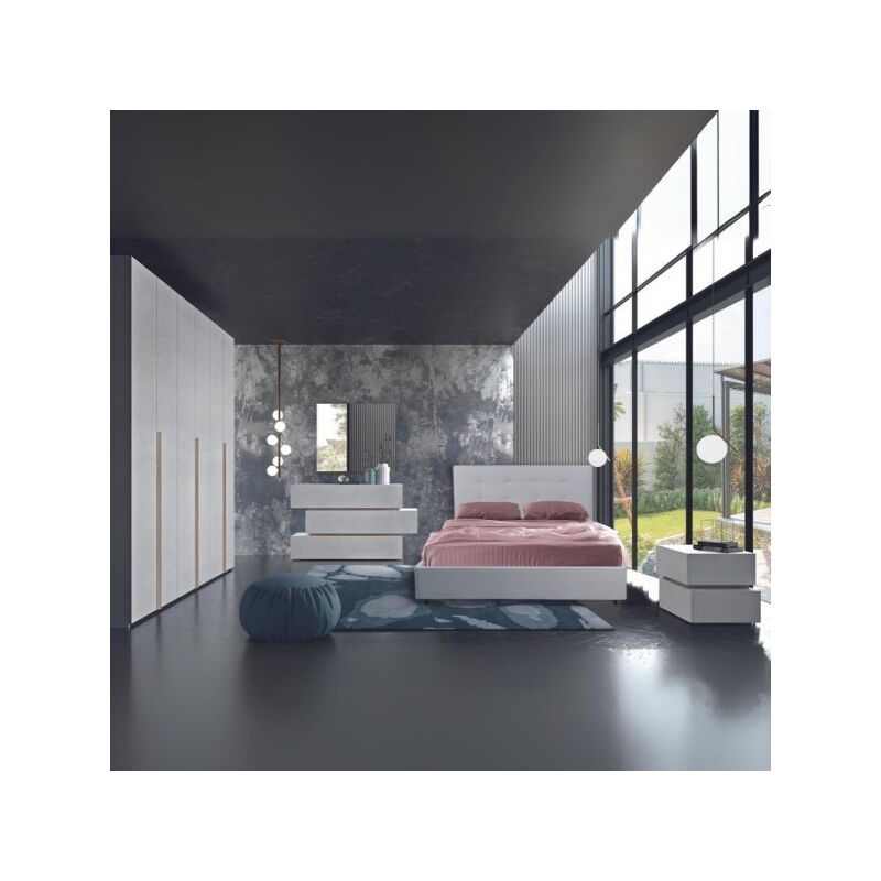 foto del prodotto camera da letto mena bianco portland con letto contenitore