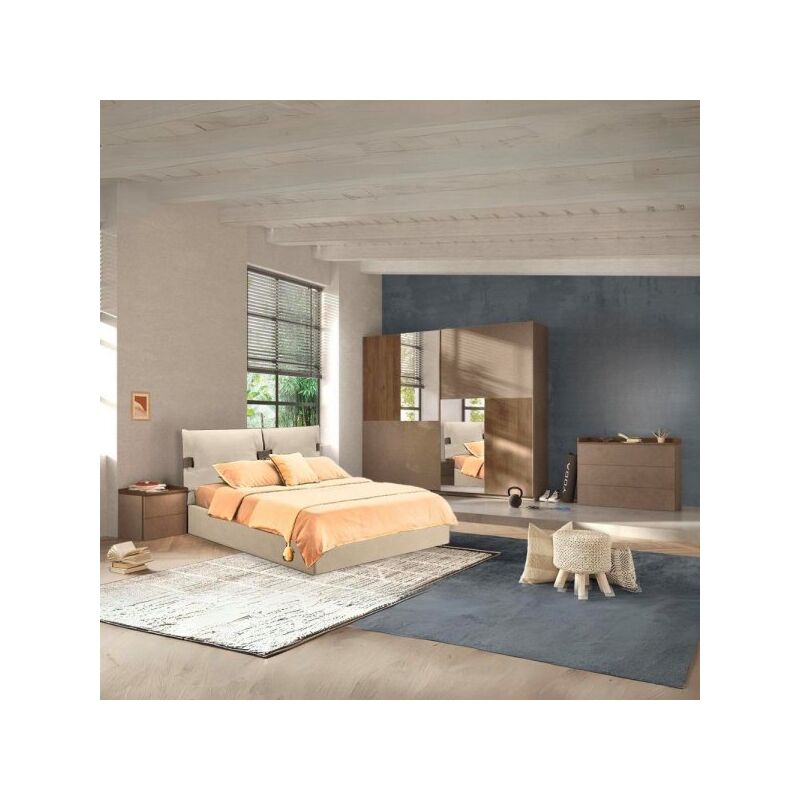 foto del prodotto camera da letto quinn con letto contenitore colore bronzo noce mercure