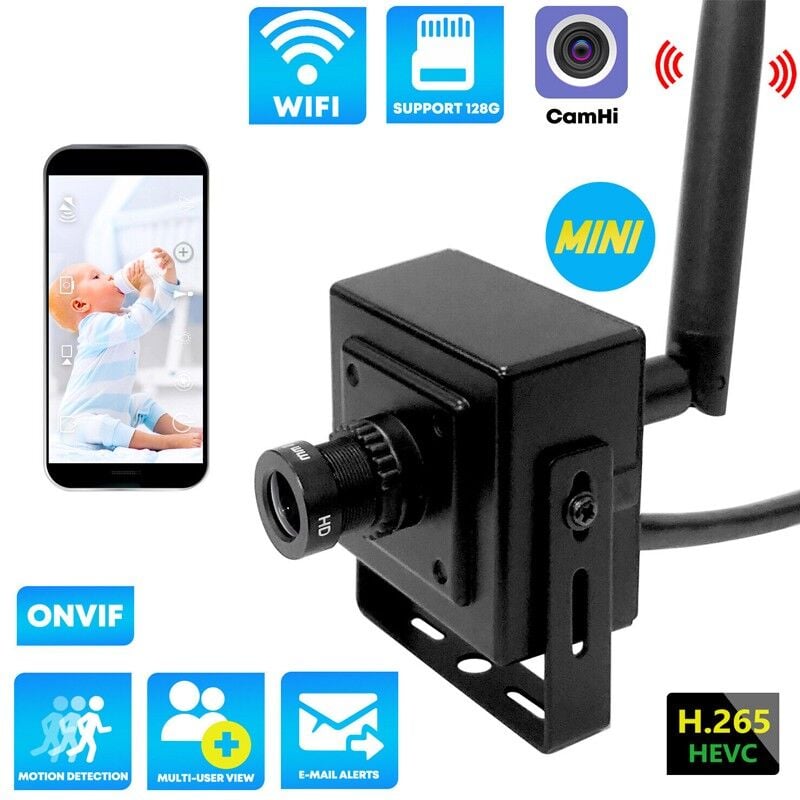 foto del prodotto camhi micro telecamera di sorveglianza smart wifi con antenna 2.0 mp