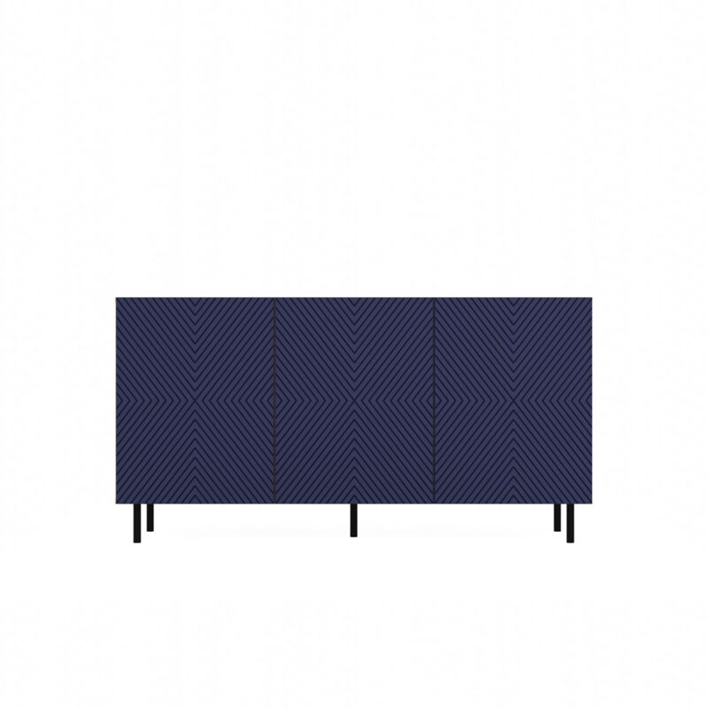 foto del prodotto cami credenza glamour a 3 ante 150x40x78cm 4 nicchie portaoggetti frontali a doghe