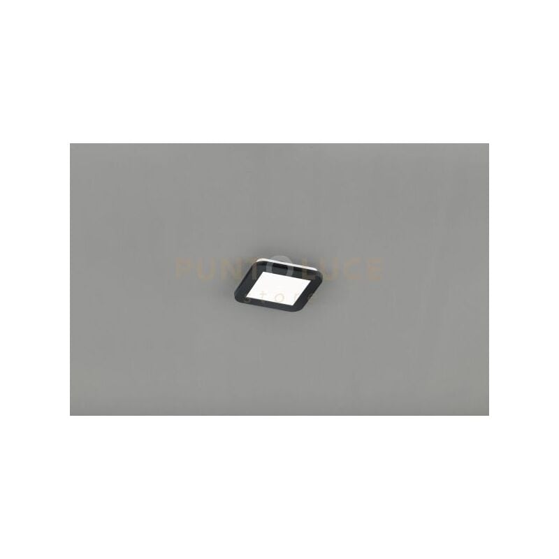 foto del prodotto camillus plafoniera led quadrata metallo nero opaco con funzione dimmerabilita con normale interruttore a parete ip44 l. 17cmx17cm led 9w 1x