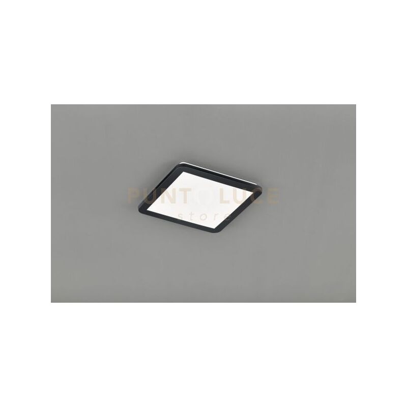 foto del prodotto camillus plafoniera led quadrata metallo nero opaco con funzione dimmerabilita con normale interruttore a parete ip44 l. 30cmx30cm led 16w 1x