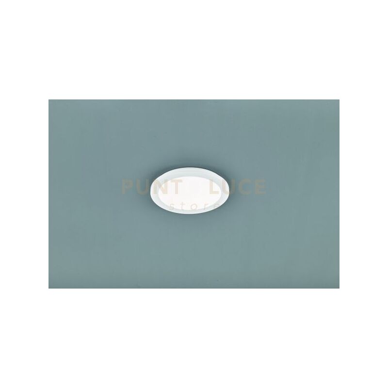 foto del prodotto camillus plafoniera led tonda metallo bianco opaco con funzione dimmerabilita con normale interruttore a parete ip44 d. 26cm 13 w 1.500 lm 3.000