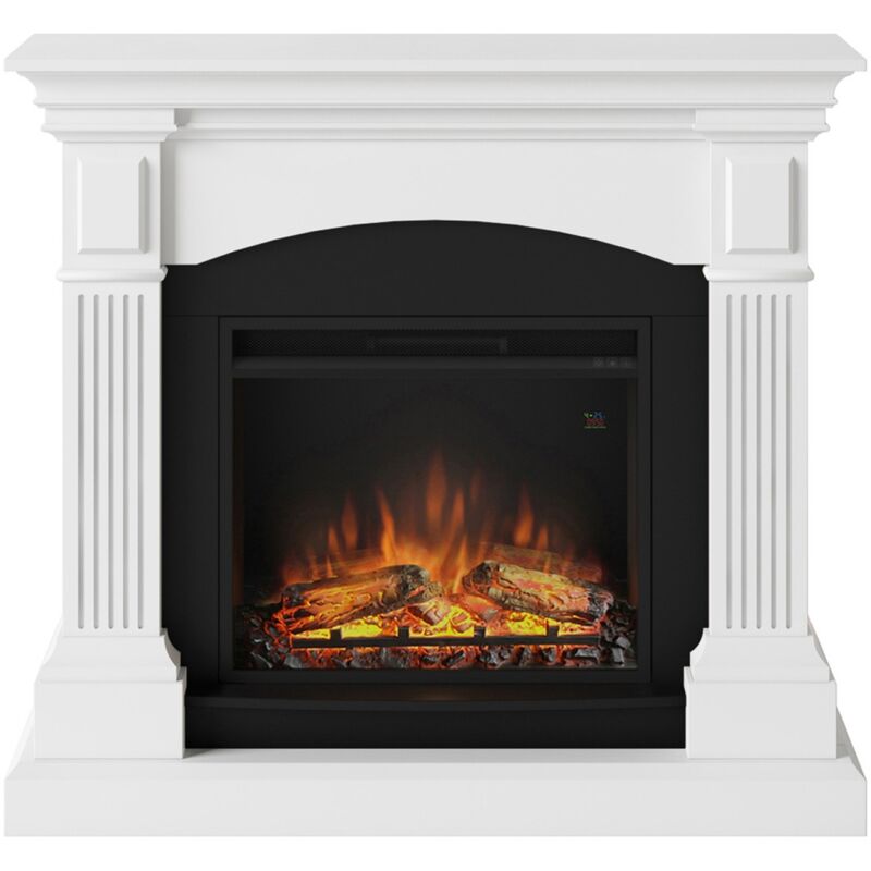foto del prodotto caminetto da pavimento elettrico tagu magna a led riscaldamento 1500w cornice bianca