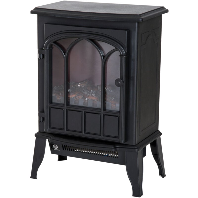 foto del prodotto caminetto da terra elettrico 1000w 2000w effetto fiamma luce regolabile homcom