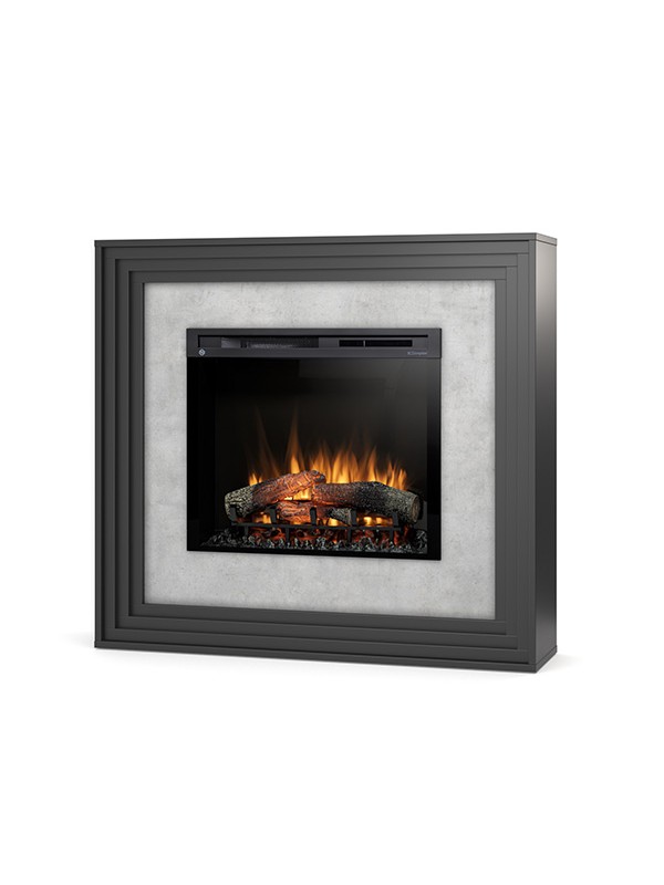 foto del prodotto caminetto elettrico a libera installazione a led mod. karta 28 quot 119,8 x 109,4 x 30,5 colore nero cemento