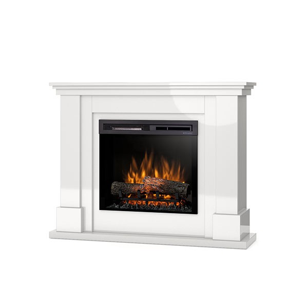 foto del prodotto caminetto elettrico a libera installazione a led mod. luena 23 quot colore bianco lucido 115 x 89,7 x 31
