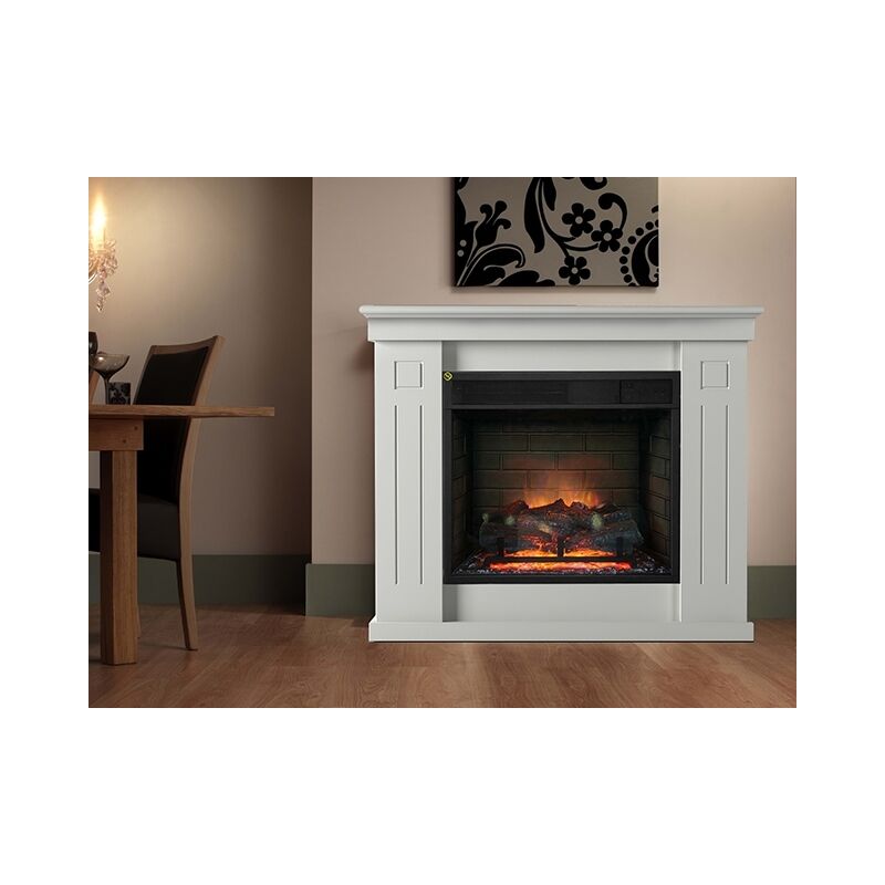 foto del prodotto caminetto elettrico camino decorativo caminetto per la casa caminetto con mantello in legno lavorato bianco