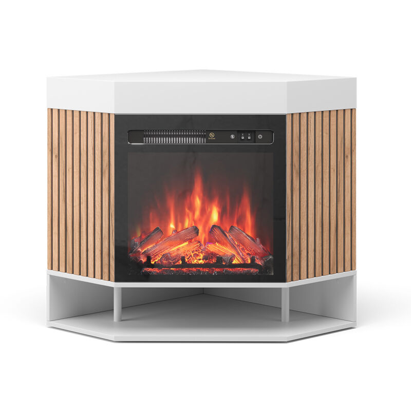 foto del prodotto caminetto elettrico lynea, bianco, 100 cm con effetto fiamma realistico e riscaldatore da 1800w, vicco