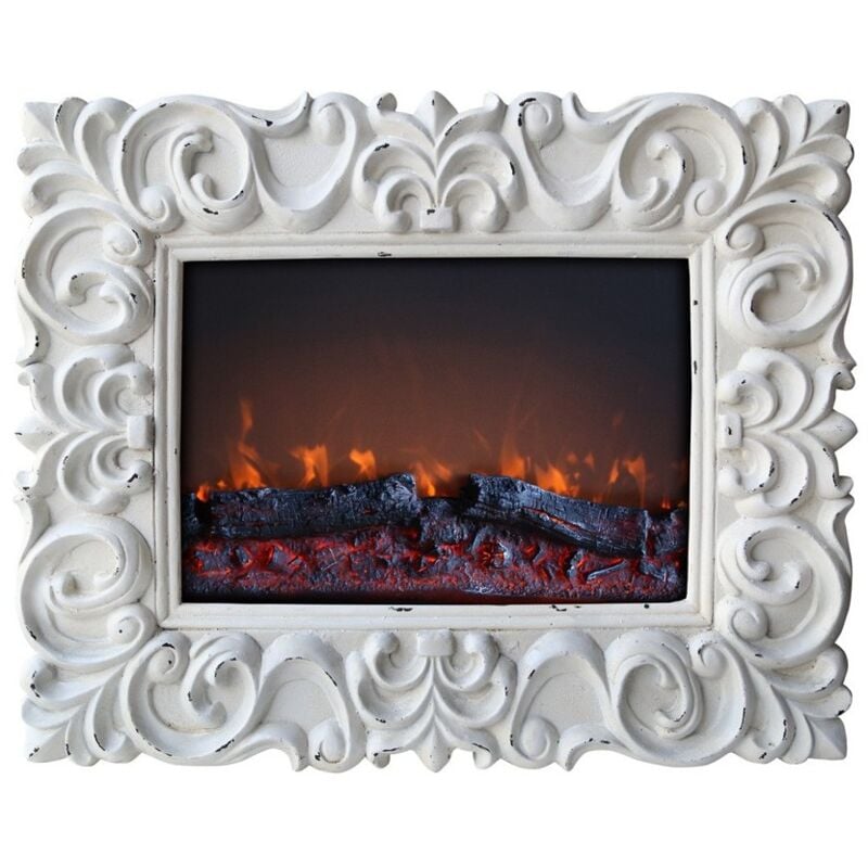 foto del prodotto caminetto elettrico parete con cornice da appendere fuoco finto led 900 1800w