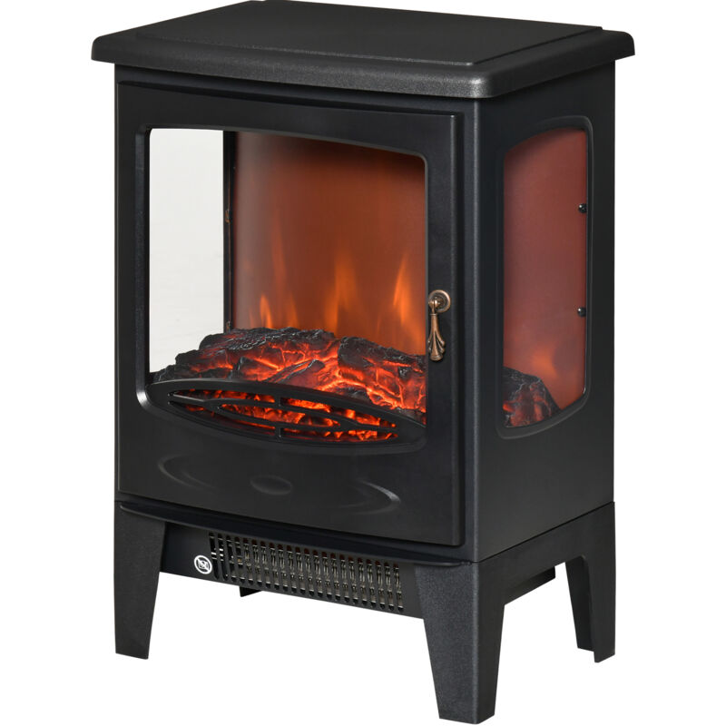 foto del prodotto caminetto elettrico regolabile 900w 1800w effetto fiamma 3 lati aperti homcom