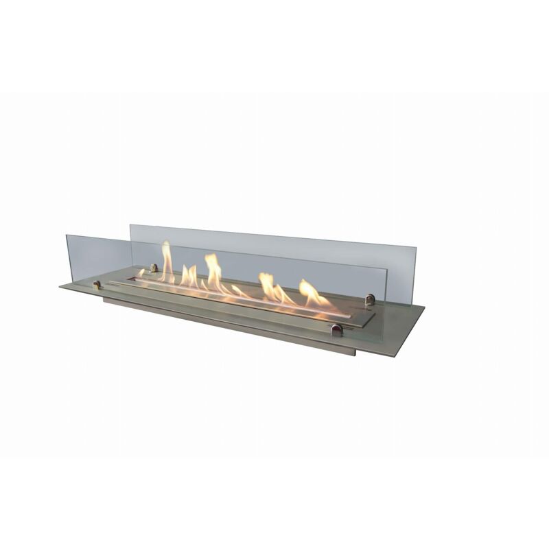 foto del prodotto camino a bioetanolo da incasso 100x32 cm insert 1000 in acciaio inox