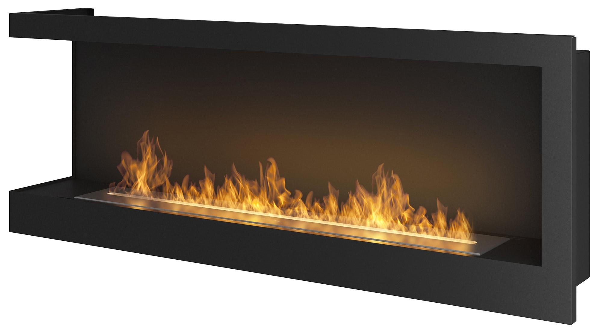 foto del prodotto camino a bioetanolo da incasso 120x45 cm corner 1200 left sinistro nero