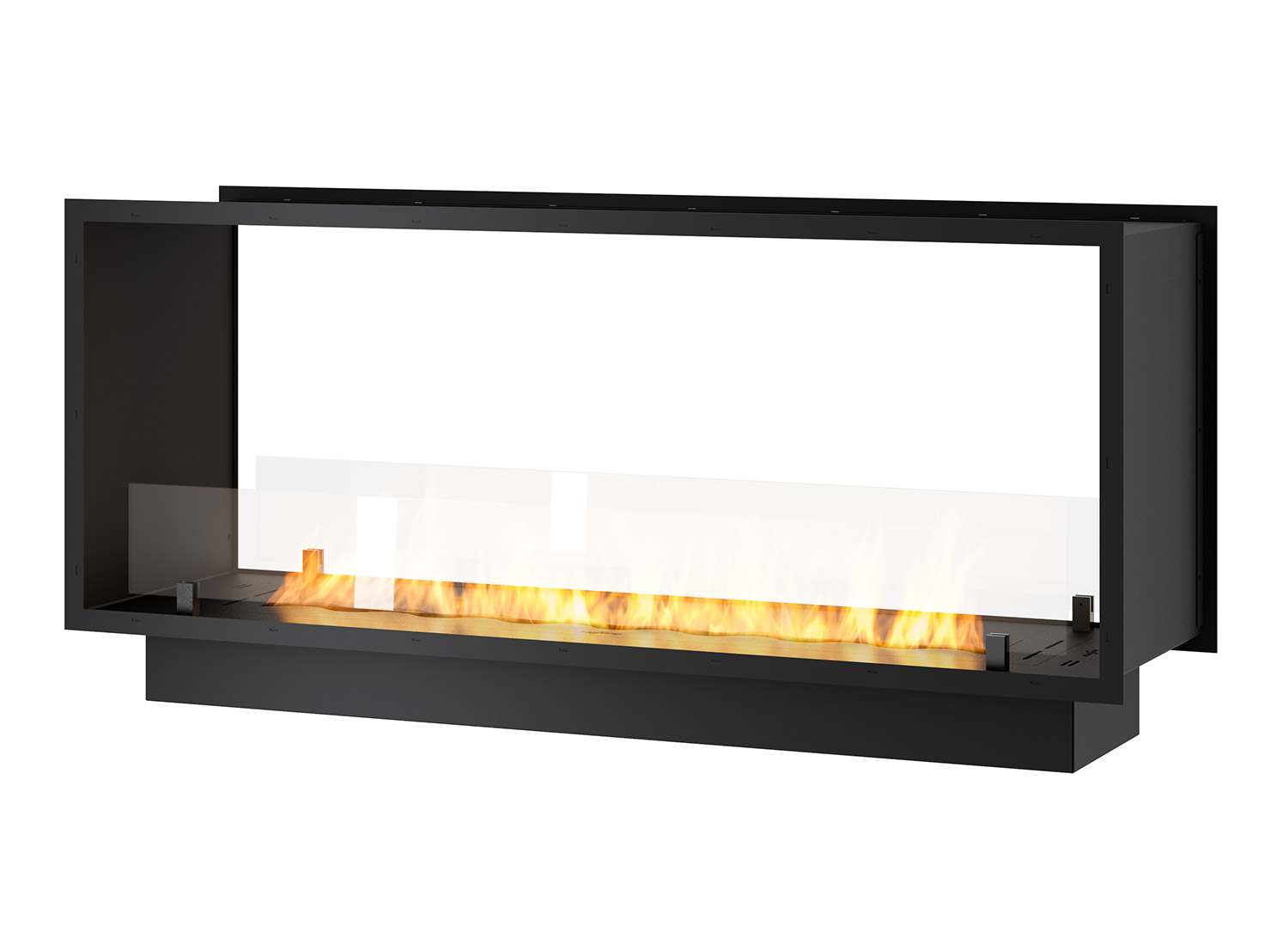 foto del prodotto camino a bioetanolo da incasso 123,5x58,5x35 cm bifacciale 2 side 1200 slim nero con vetro