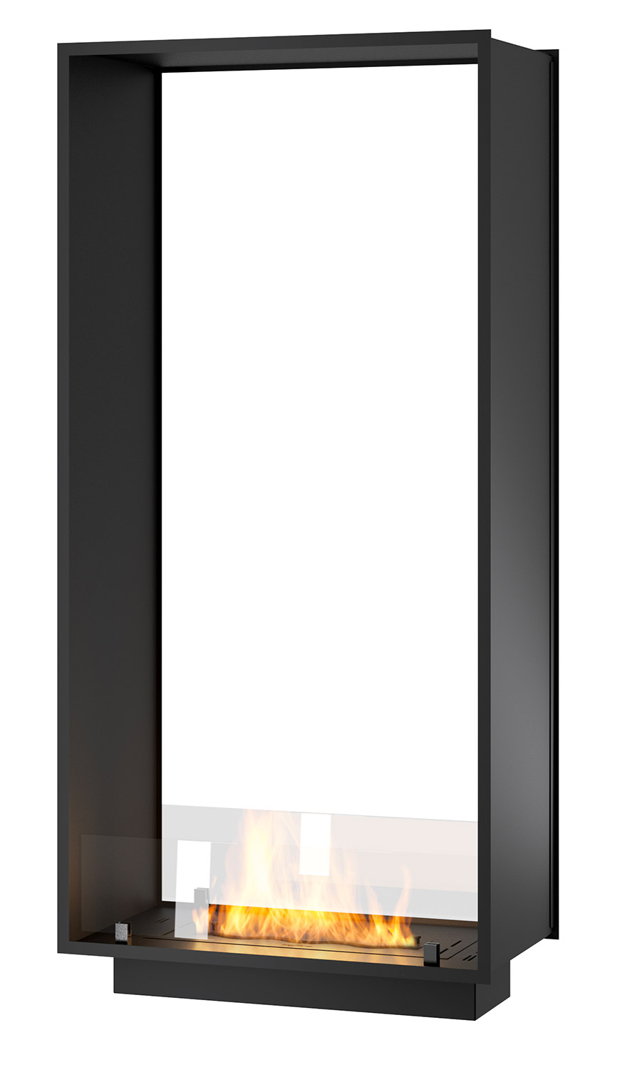 foto del prodotto camino a bioetanolo da incasso 73,5x143,5x35 cm bifacciale 2 side 1400 slim verticale nero con vetro