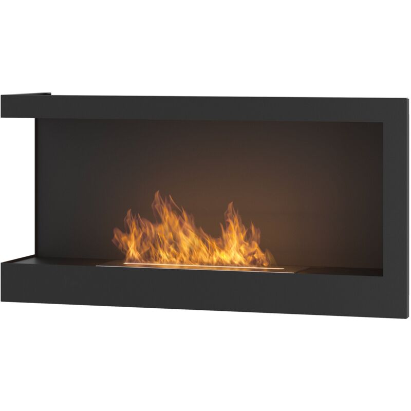foto del prodotto camino a bioetanolo da incasso 90x45 cm corner 900 left sinistro nero