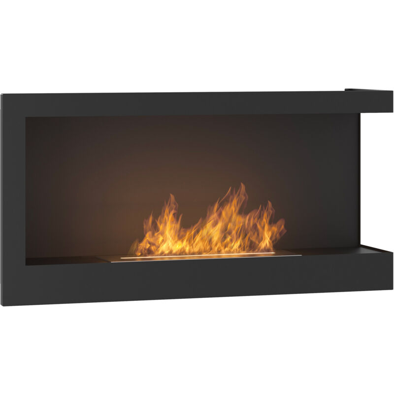 foto del prodotto camino a bioetanolo da incasso 90x45 cm corner 900 right destro nero