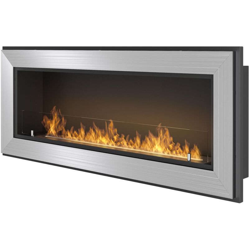 foto del prodotto camino a bioetanolo da parete incasso 120x49 cm frame 1200 inox con vetro
