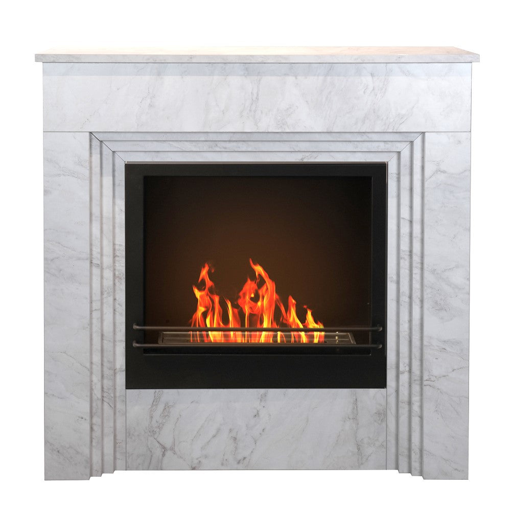 foto del prodotto camino a bioetanolo da pavimento 96x35xh96 cm bellini effetto marmo bianco