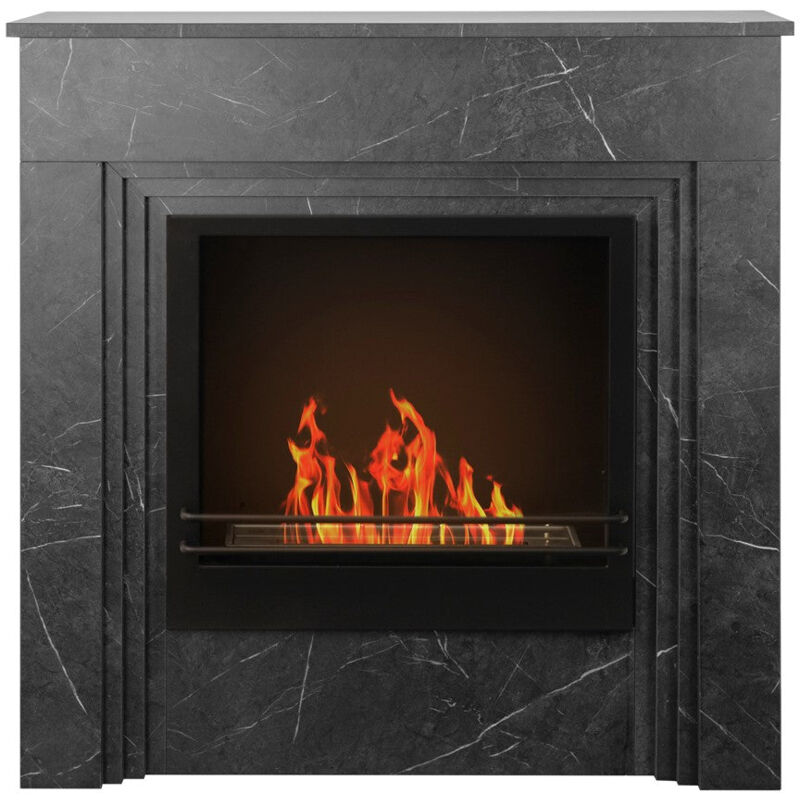 foto del prodotto camino a bioetanolo da pavimento 96x35xh96 cm bellini effetto marmo nero