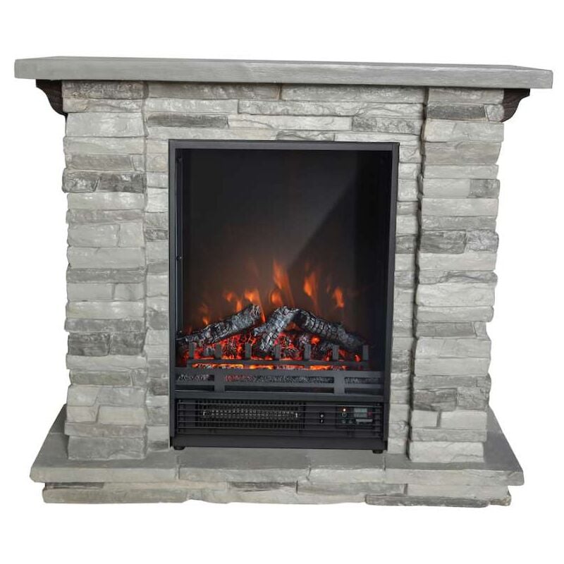 foto del prodotto camino a bioetanolo da pavimento con cornice in pietra combustibile fiamma vera