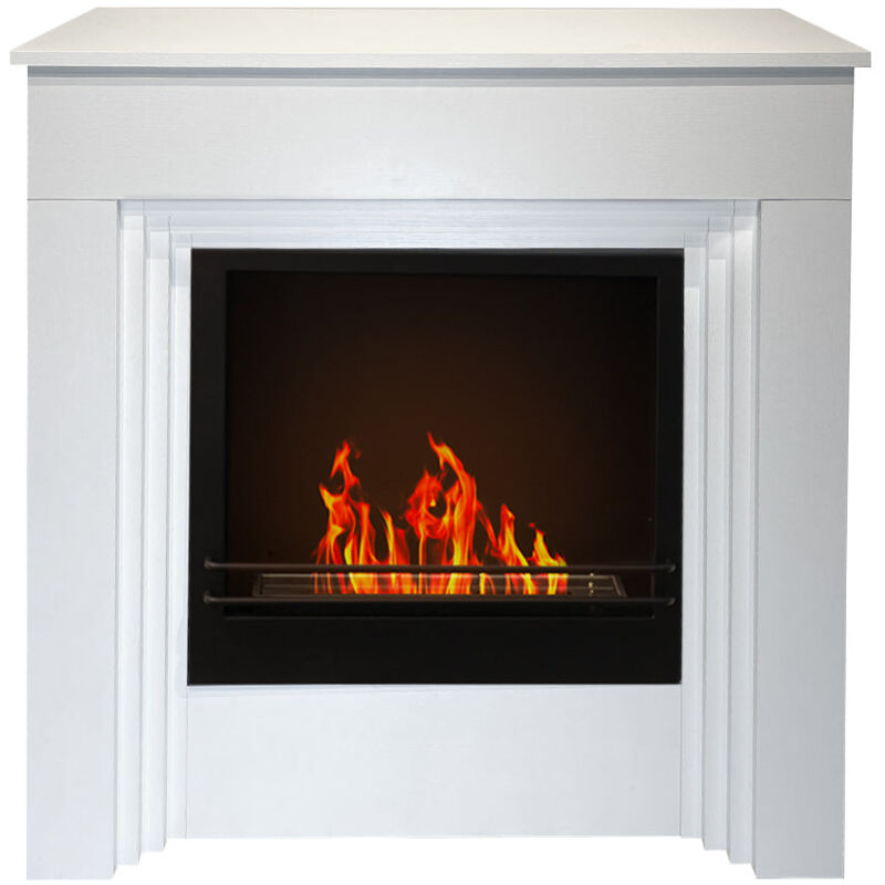 foto del prodotto camino a bioetanolo da terra bellini in legno bianco made in italy l96 x p35 x h96