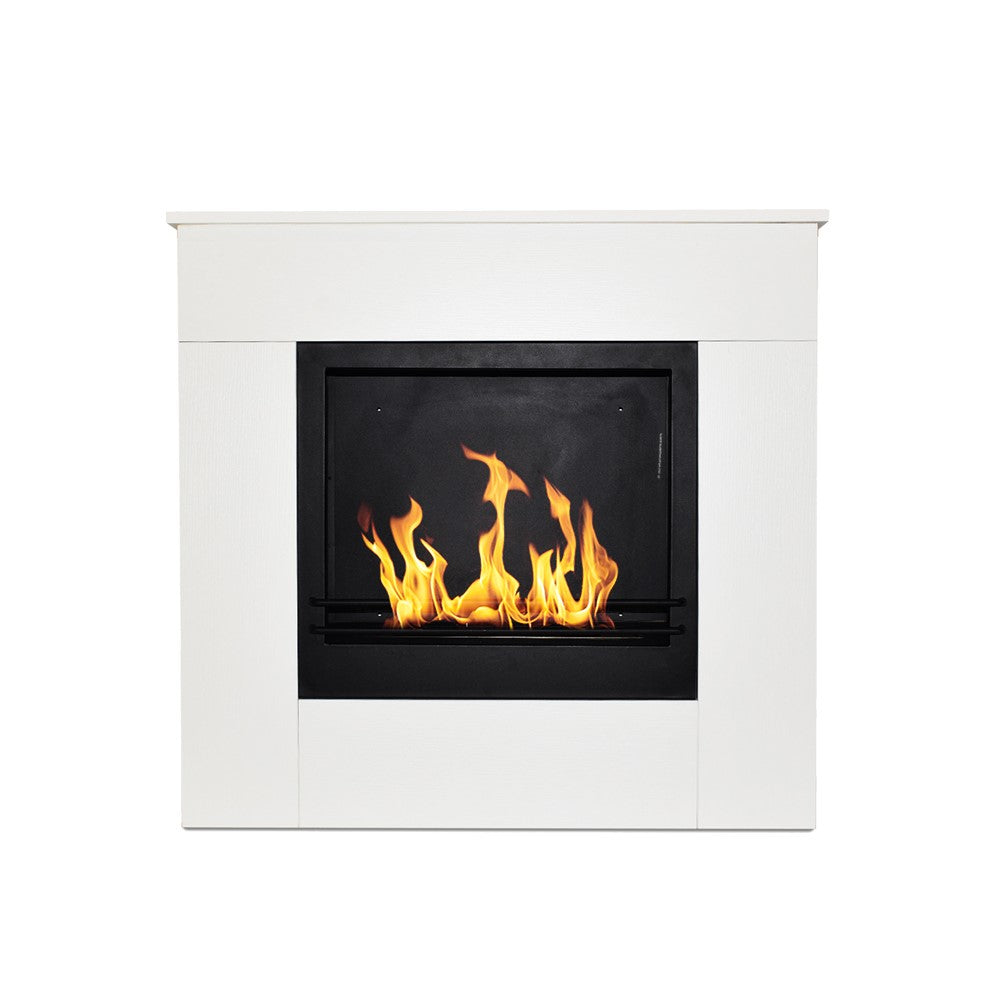 foto del prodotto camino a bioetanolo da terra in legno bianco made in italy michelangelo 96x36x90h