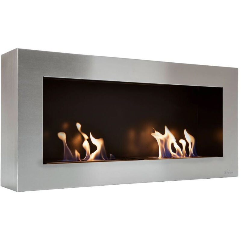 foto del prodotto camino a etanolo da parete in acciaio con doppia fiamma purline nisa