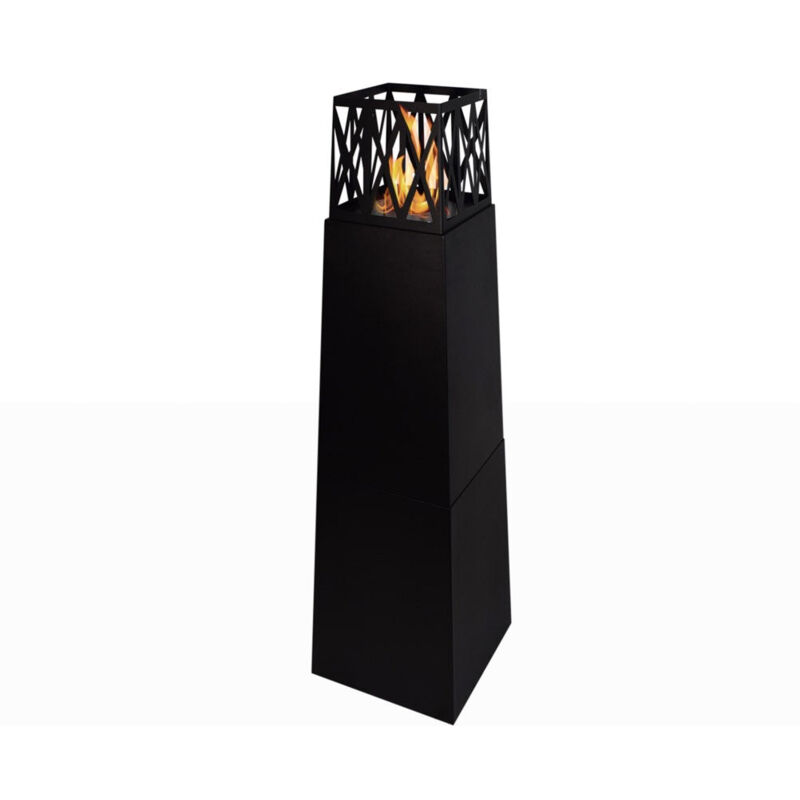 foto del prodotto camino bioetanolo da terra per esterno divina fire vulcano in acciaio nero 40x40x145 cm