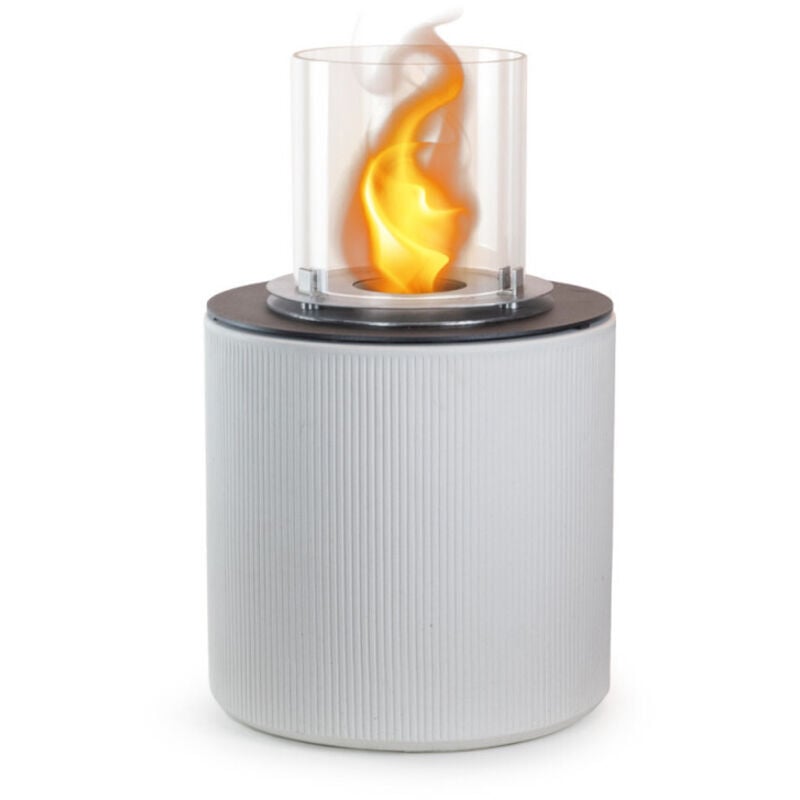 foto del prodotto camino bioetanolo da terra per interno esterno divina fire modigliani' in resina bianco perla 36x56 cm