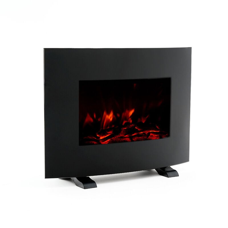 foto del prodotto camino elettrico a parete 2000w kekai lowa 55x22x43 cm con fuoco simulato nero telecomando incluso per interni