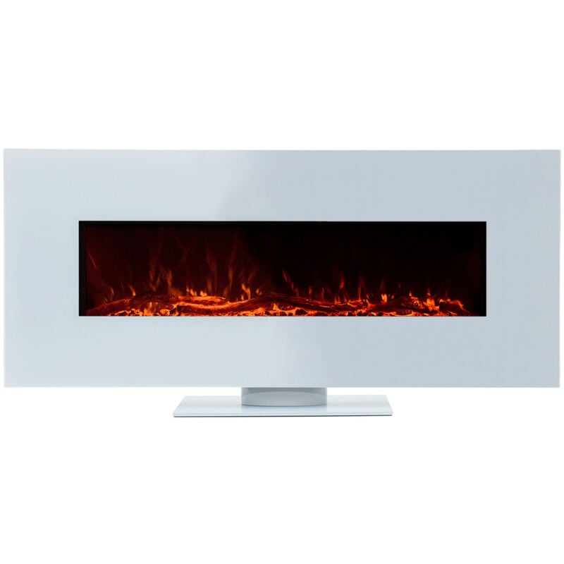 foto del prodotto camino elettrico a parete a incasso interni 600w kekai alaska 128x26x61 cm fuoco simulato 2 livelli di potenza con telecomando