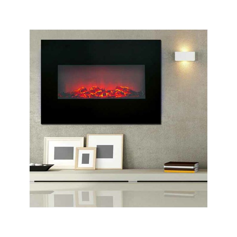 foto del prodotto camino elettrico a parete memphis 80 cm 1800w riscaldamento a muro con luce led