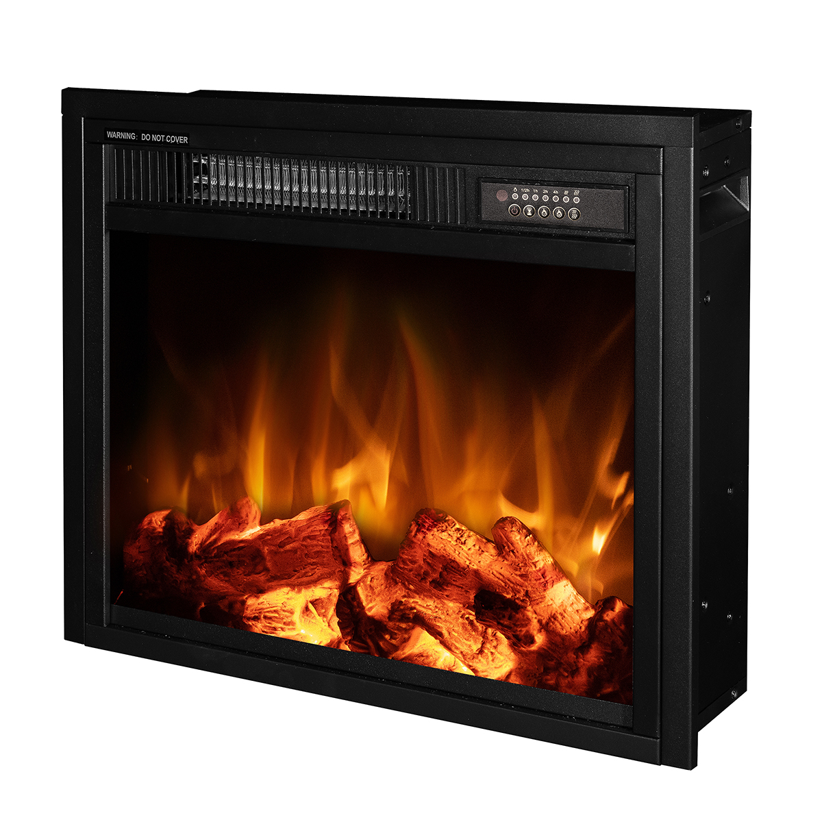 foto del prodotto camino elettrico da incasso 42,9x48,6x15,3 cm effetto fiamma 1100w dionis nero