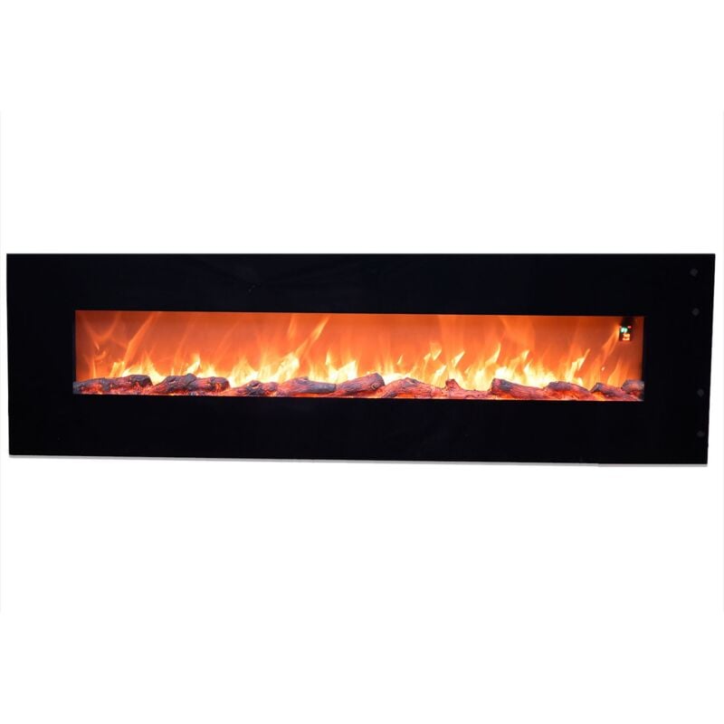 foto del prodotto camino elettrico da parete 128x55x14 cm 1500w effetto fiamma sined stelvio nero