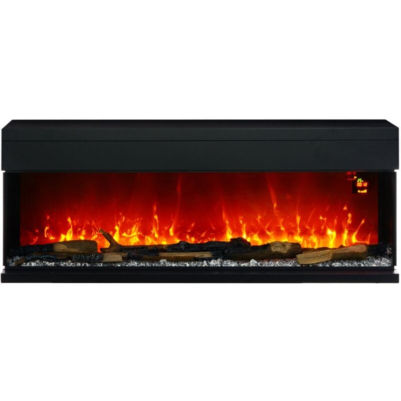 foto del prodotto camino elettrico da parete e da incasso 1800w con fiamme colorate led nero