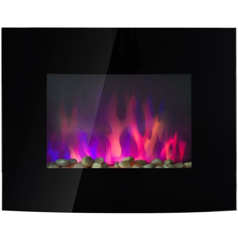foto del prodotto camino elettrico da parete effetto fiamma 900w 1800w nero