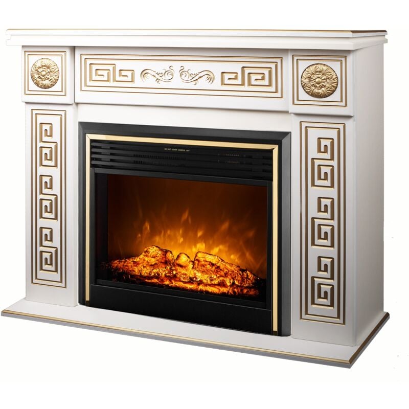 foto del prodotto camino elettrico da pavimento 101x140x33 cm effetto fiamma 1950w versailles maxi richi avorio
